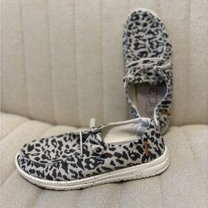 Hey Dude Women's Black and White Animal Print Flats